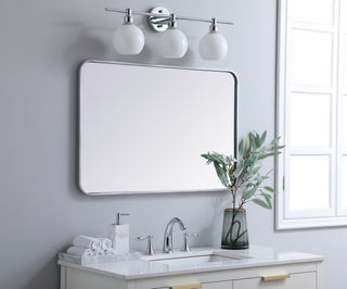 Ellis Soft Corner Metal Rectangular Mirror, Silver, 24"x36"