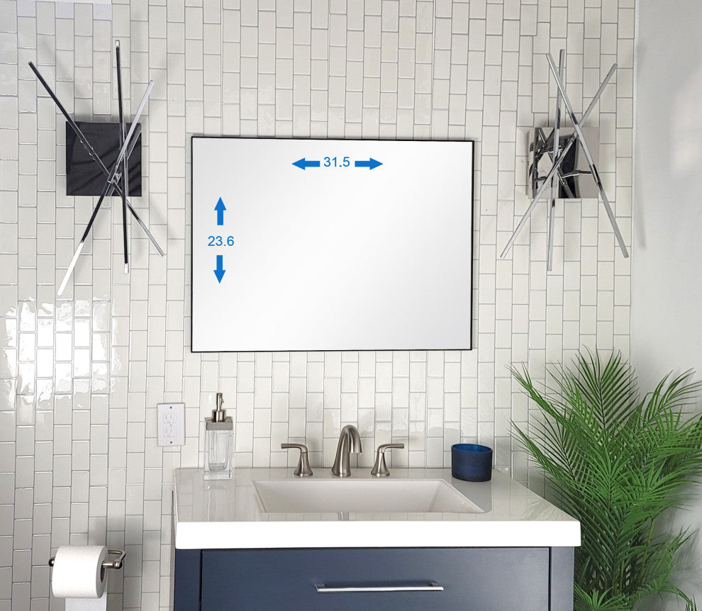 Venta 24 in. x 32 in. Modern Black Framed Wall Mirror with Dual Mounting Bracket