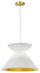 1 Light Patricia Pendant, Aged Brass with White/Gold Shade