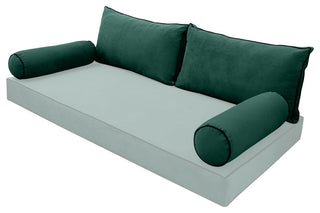 STYLE V2 Twin Velvet ContrastPipe Indoor Daybed Bolster Pillow |COVER ONLY|AD317