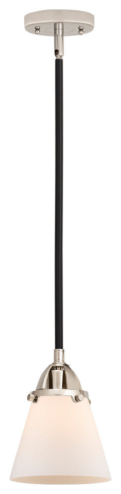 Small Cone Mini Pendant, Black Polished Nickel, Matte White, Matte White