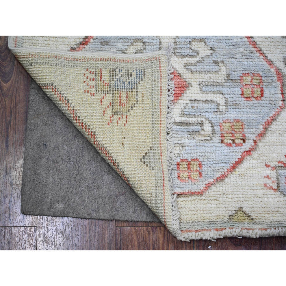 Ivory, Wool, Hand Knotted Anatolian Village Inspired Oriental Rug, 4'x6'