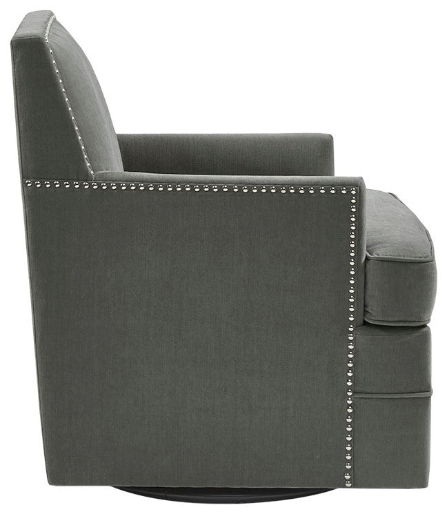 Madison Park Circa Track Armed Swivel Motion Lounge Chair, Grey