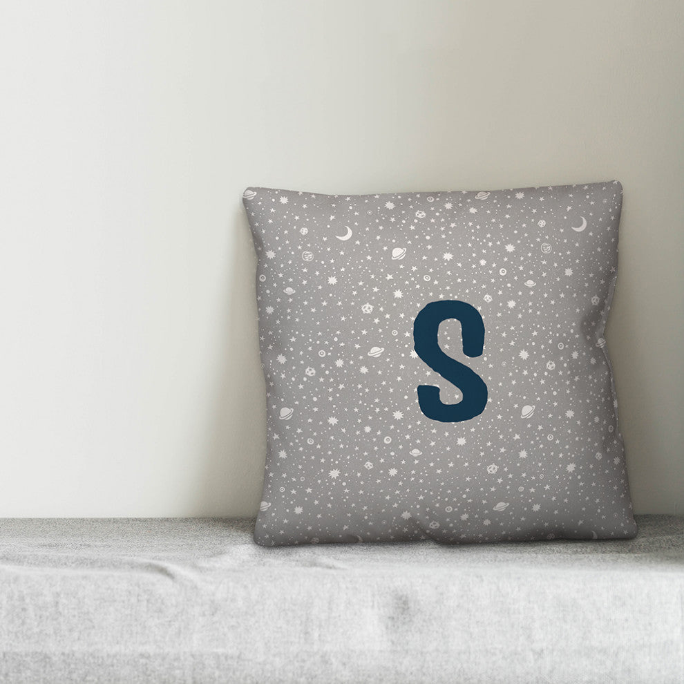 Monogram S Space Doodle 16x16 Spun Poly Pillow