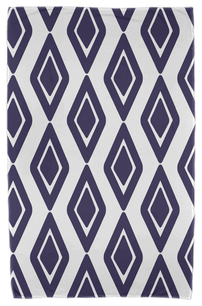 30x60" Diamond Jive 1, Geometric Print Beach Towel, Navy Blue