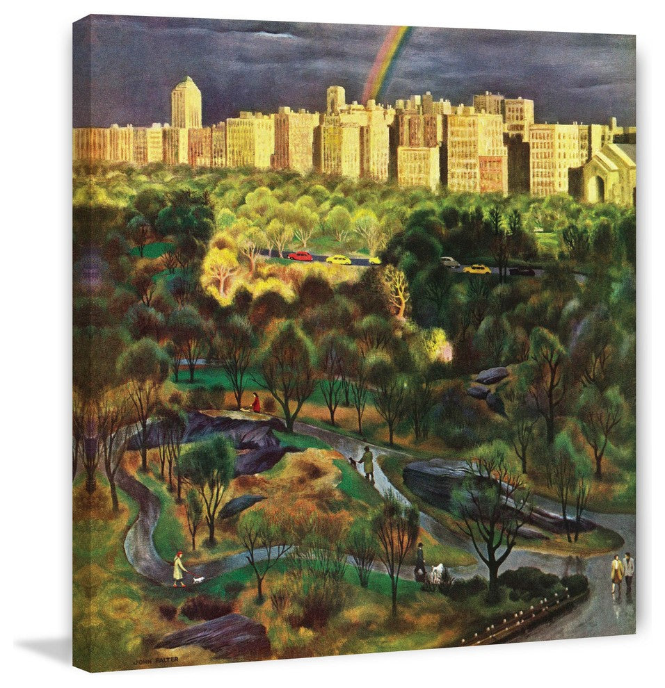 "Central Park Rainbow" Painting Print on Canvas by John Falter