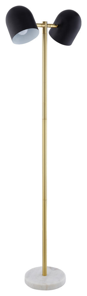 Inspired Home Kailah Floor Lamp, Foot Switch, 2 Lights, Black