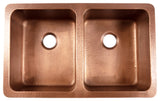 Adams Copper 36" Double Bowl Farmhouse Apron Front Undermount Kitchen Sink