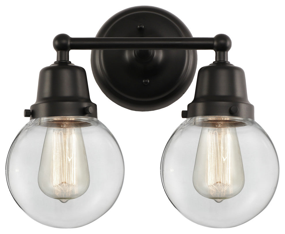 Innovations 623-2W-BK-G202-6 2-Light Bath Vanity Light, Matte Black