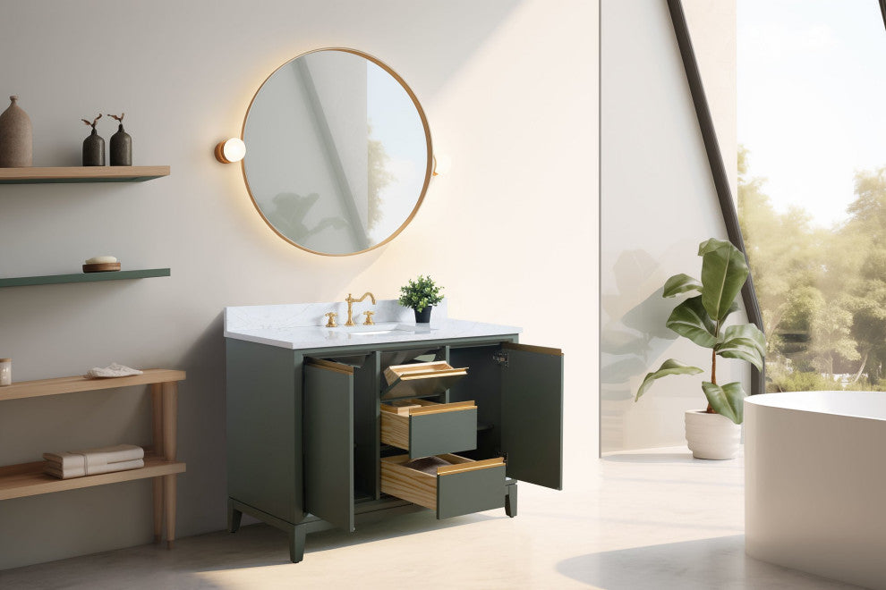 Vanity Art Bathroom Vanity With Sink, Vintage Green, 48" Single