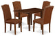 Dining Set 5 Pcs Four Dining Chairs, Table Mahogany Finish Hardwood Brown Color