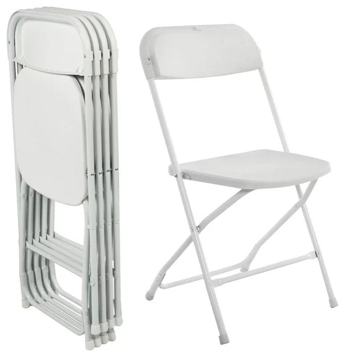 20 Pack Folding Chair, Indoor or Outdoor Use, Metal Frame With Open Back , White