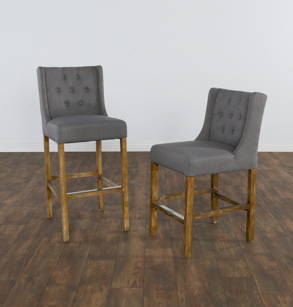 Karla Tufted 30" Barstool by Kosas Home, Gray