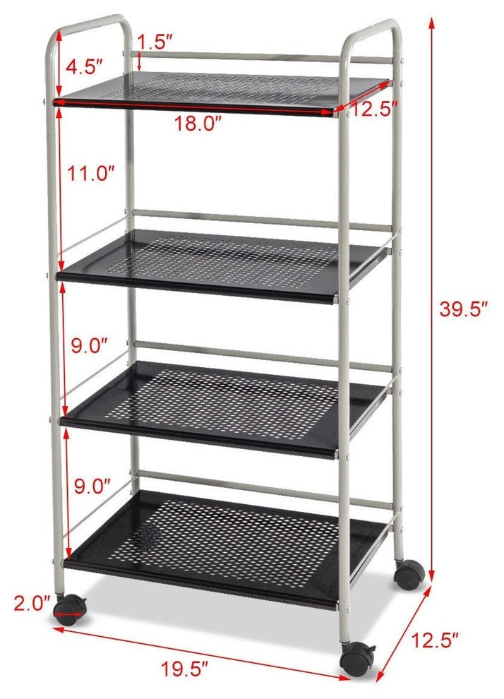 Modern 4-Tiers Rolling Cart Storage Display Rack