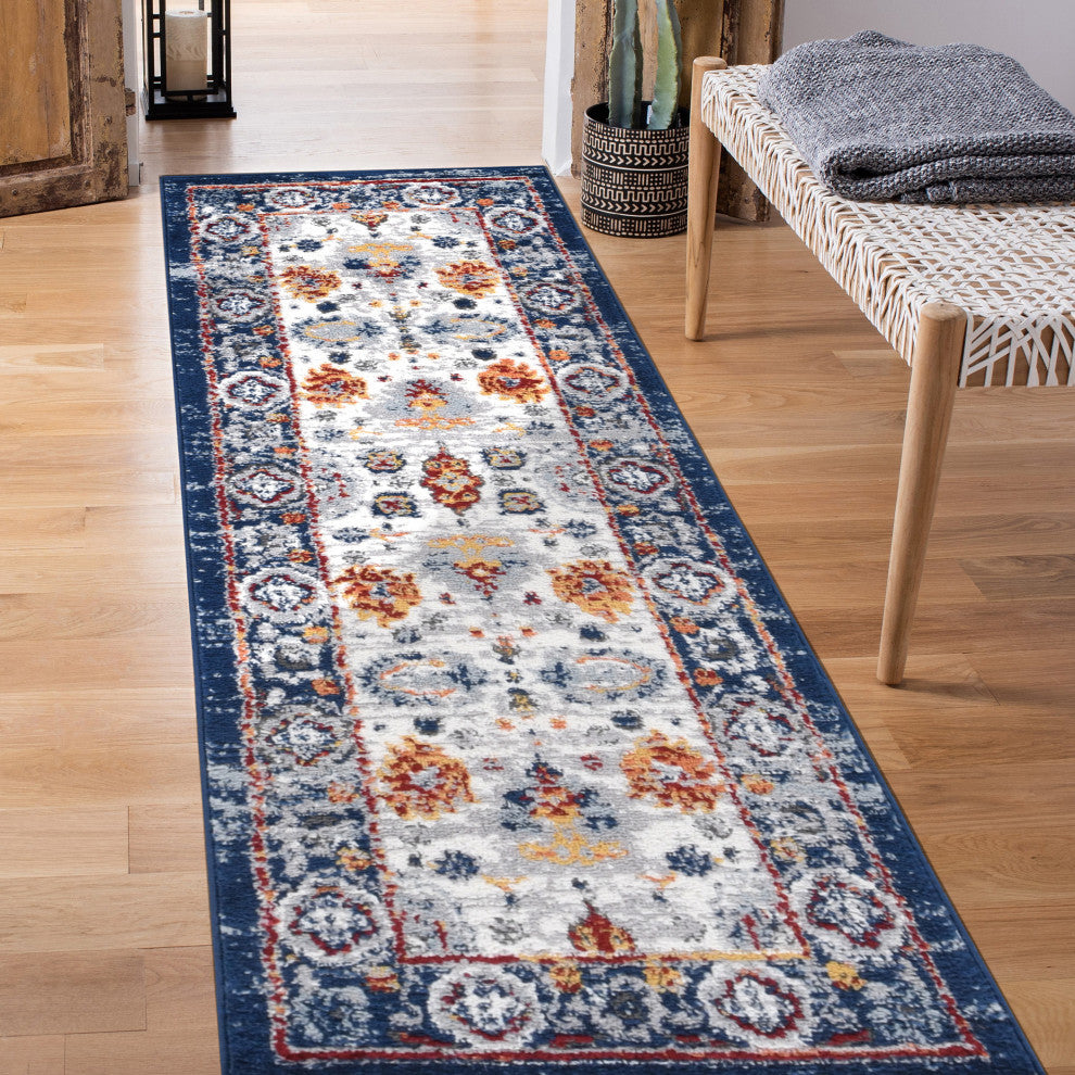 Alexandria Xyryl Power-Loomed Polypropylene Area Rug, Blue, 2' X 6'
