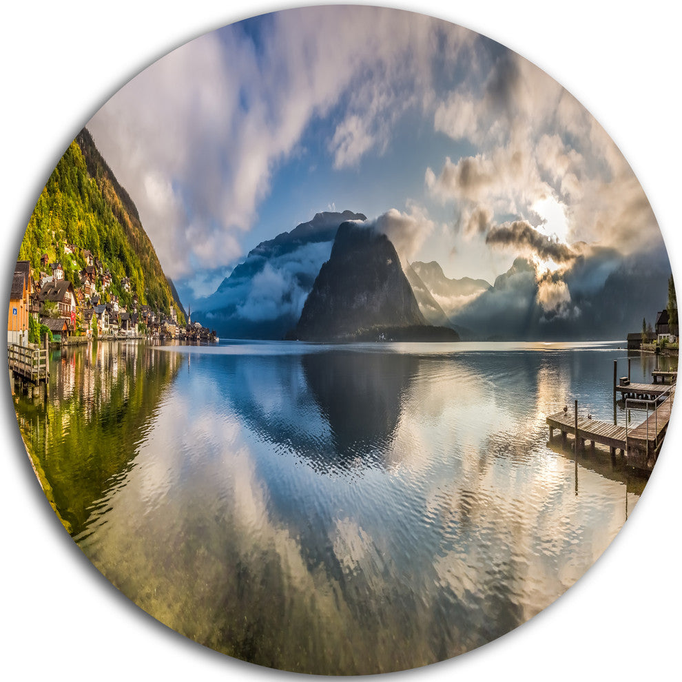 Fabulous Mountain Lake In Alps, Landscape Round Wall Art, 38"