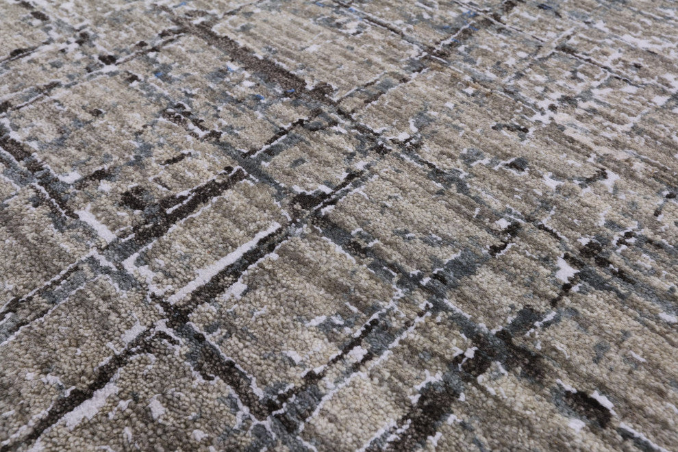 Abstract Handmade Wool and Silk Rug 8' 11" X 12' 1" Q8546