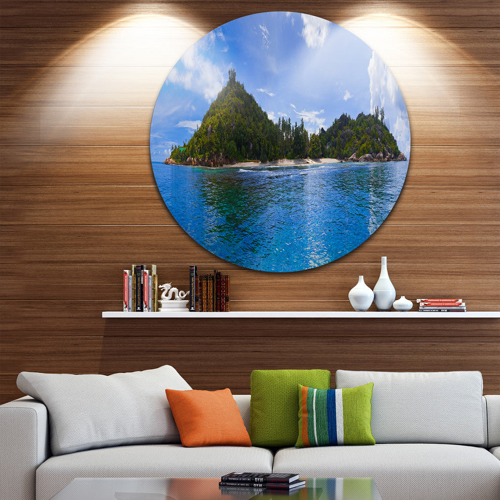 Tropical Island At Seychelles Panorama, Seascape Disc Artwork, 23"