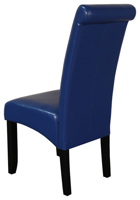 Milan Faux Leather Blue Dining Chairs, Set of 2, Blue