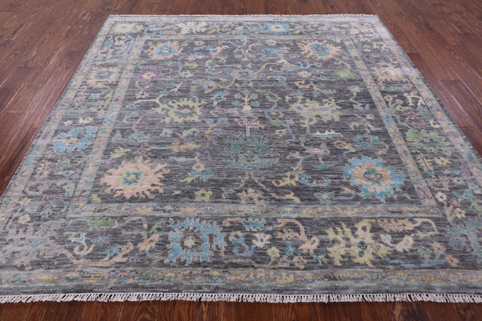 7' Square Turkish Oushak Hand Knotted Wool Rug - Q14972