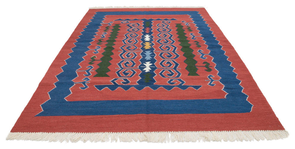 New Handwoven Turkish Kilim Rug 5' 8" x 7' 10", 68 in. x 94 in.