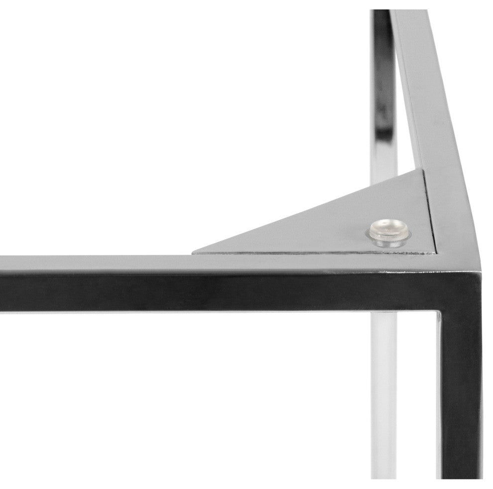 Minimal Modern Cube Marble Top Side Table, Black Marble/Chrome