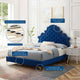 Tufted Platform Bed Frame, King Size, Velvet, Blue Navy, Modern Contemporary