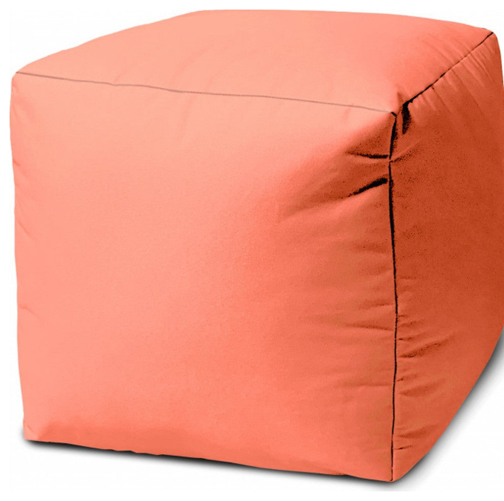 17  Cool Flamingo Coral Solid Color Indoor Outdoor Pouf Cover