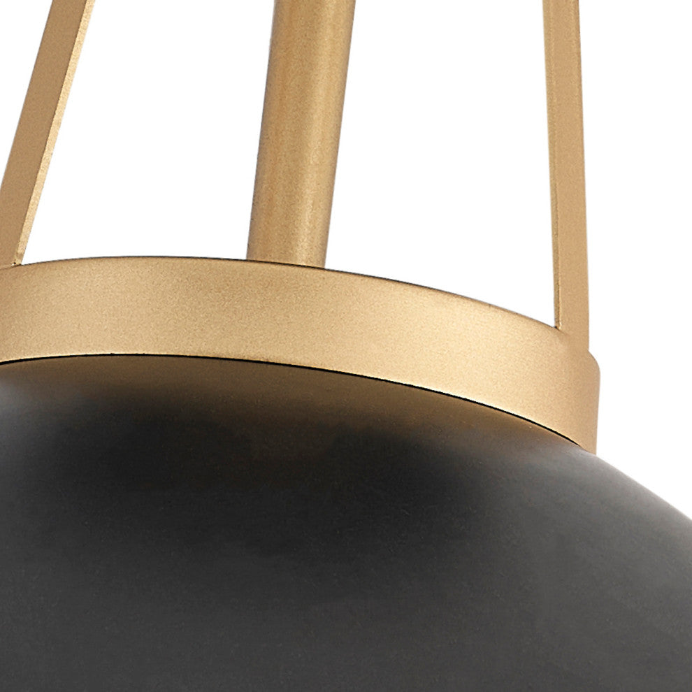 Farmhouse Gold Leaf Inside Semi Flush Mount Ceiling Light, Black