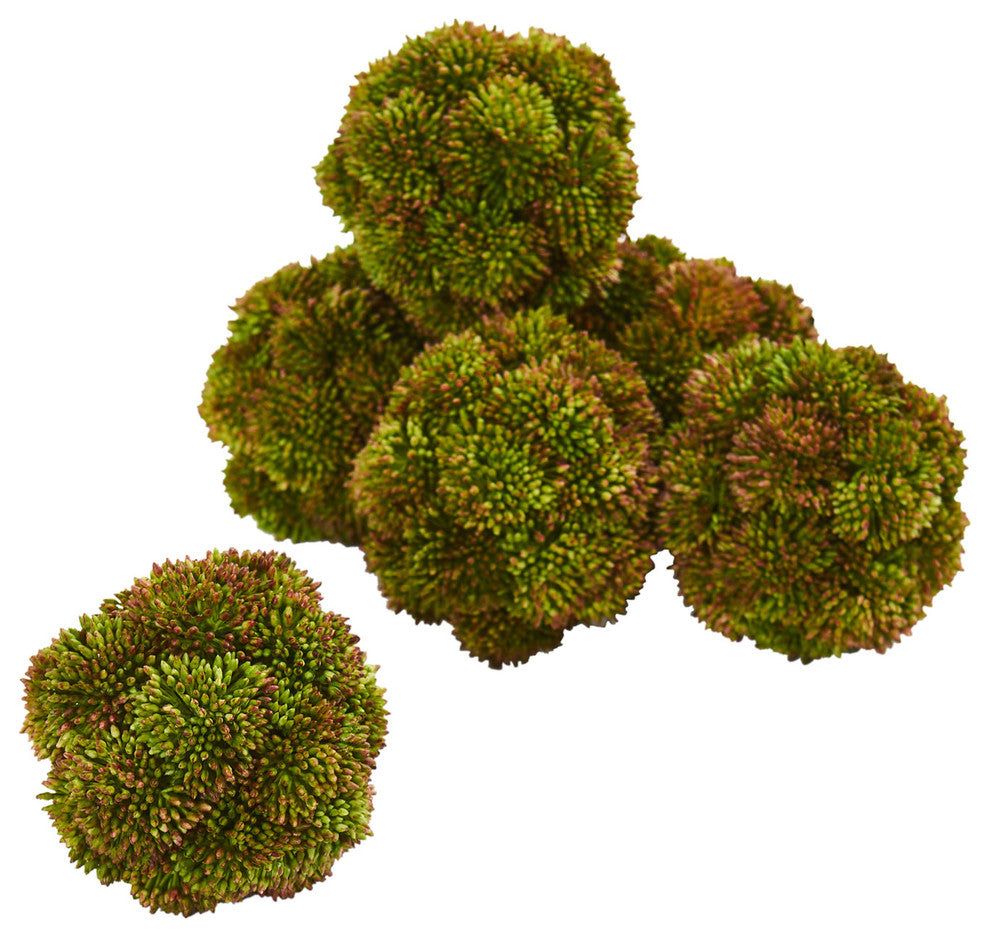 4" Sedum Artificial Succulent Artificial Spheres, Set of 6