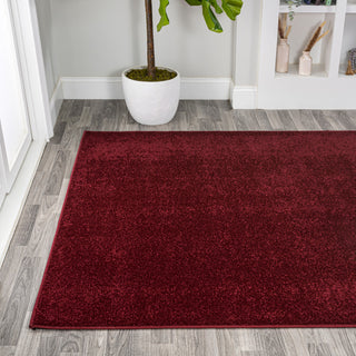 Haze Solid Low-Pile Runner Rug, Dark Red, 3 X 5