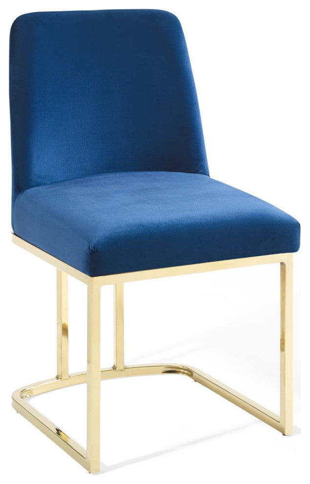 Amplify Sled Base Performance Velvet Dining Side Chair Gold Navy