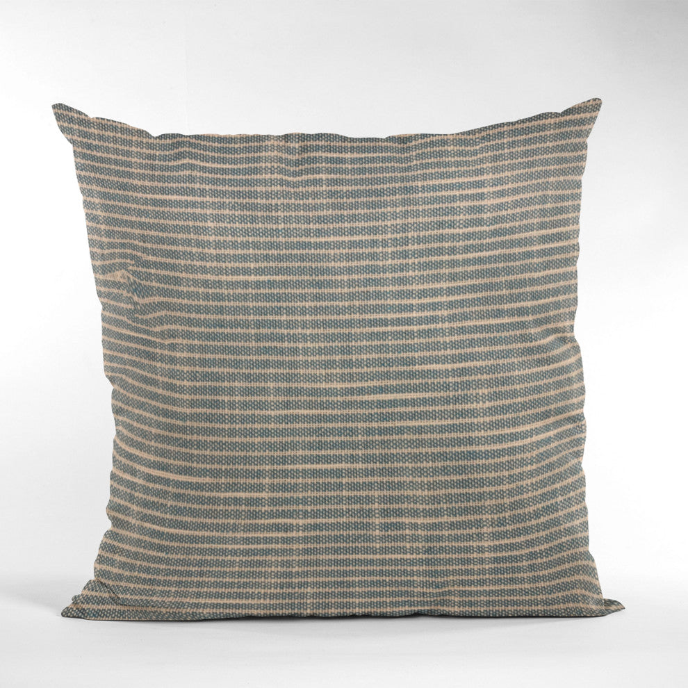 Plutus Blue Simple Stripe Luxury Throw Pillow, 20"x26"