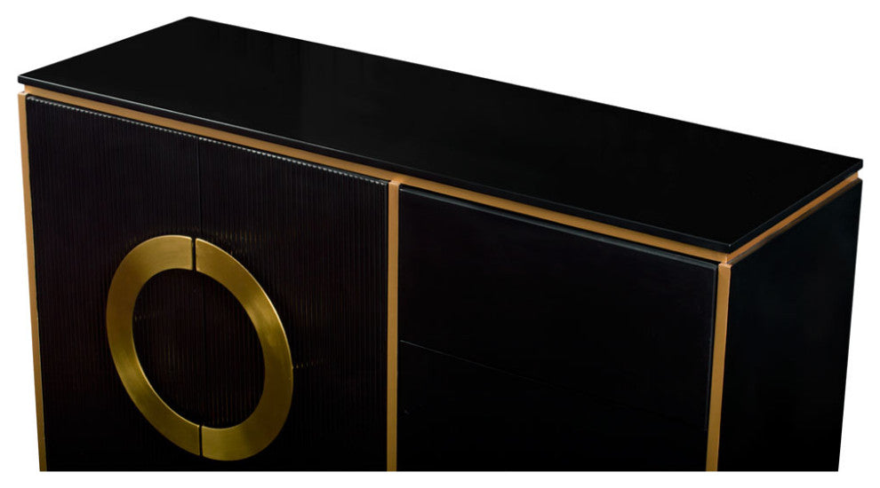 Black and Gold Zen Modern Asian Yuan Sideboard Cabinet