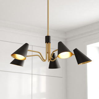Pryce 30.75" 5 Light Chandelier Matte Black and Satin Brass