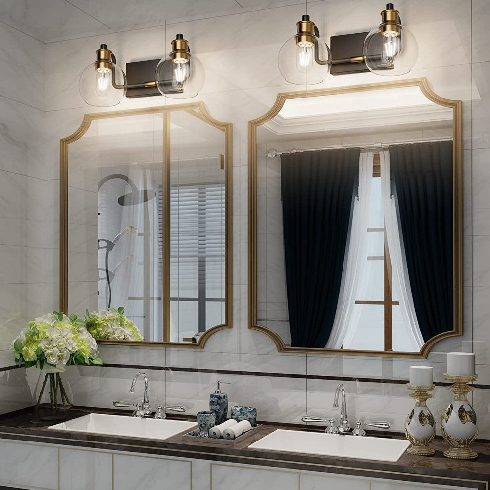 2 Light Vintage Bathroom Wall Sconce Farmhouse Glass Wall Light Over Mirror