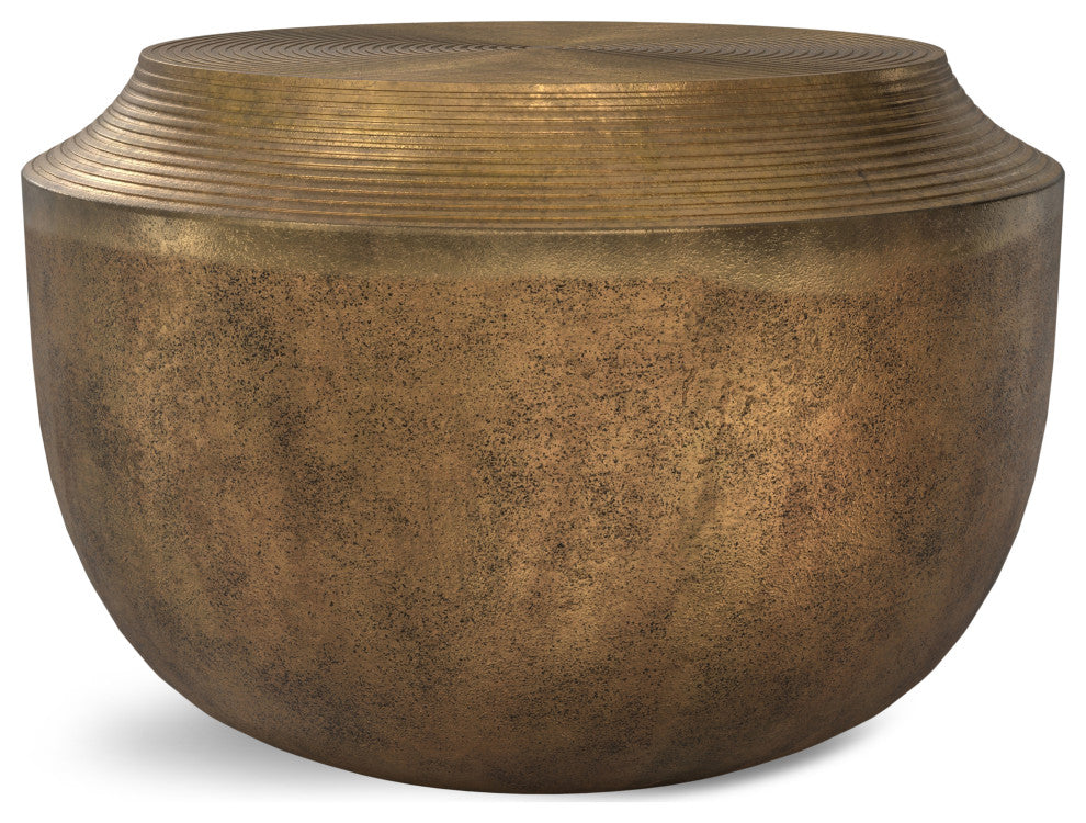 Timmons Cast Aluminum Coffee Table in Antique Brass