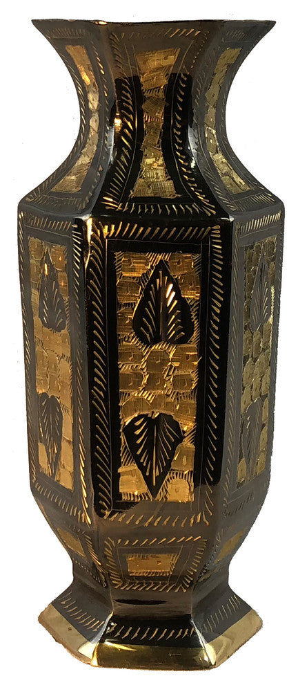 Natural Geo Brass Hexagonal Leaf Bottle Decor