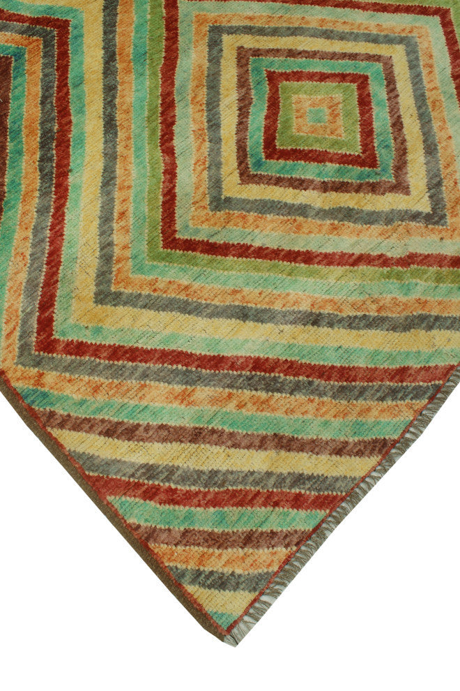 Balochi Bradlee Light Green/Red Rug, 4'10x6'5