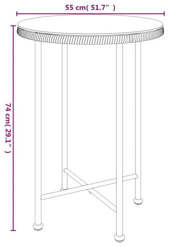 vidaXL Bistro Table Patio Table with Rattan Look Black Tempered Glass and Steel