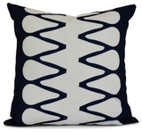 Navy Blue Zipped, Geometric Print Pillow, 18"x18"