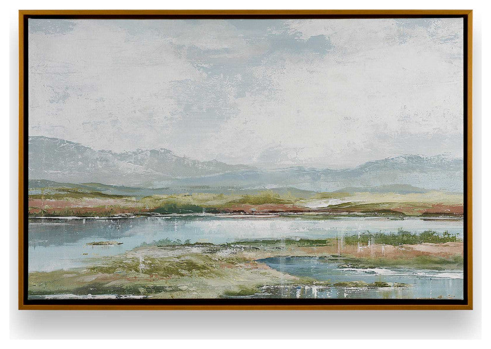 "Lakeside Afternoon Delight" - A Tranquil Waterscape for Refined Interiors