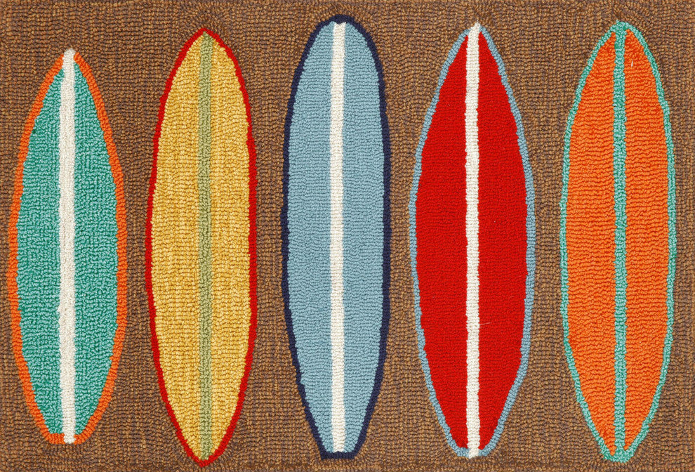 Frontporch Surfboards Indoor/Outdoor Rug Brown 2'x3'