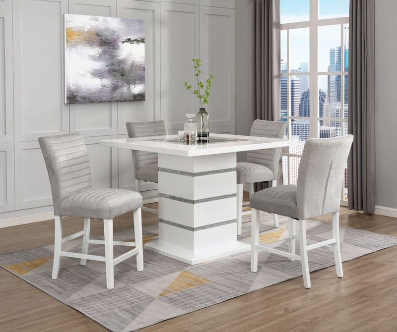 ACME Elizaveta Counter Height Table, Gray Velvet