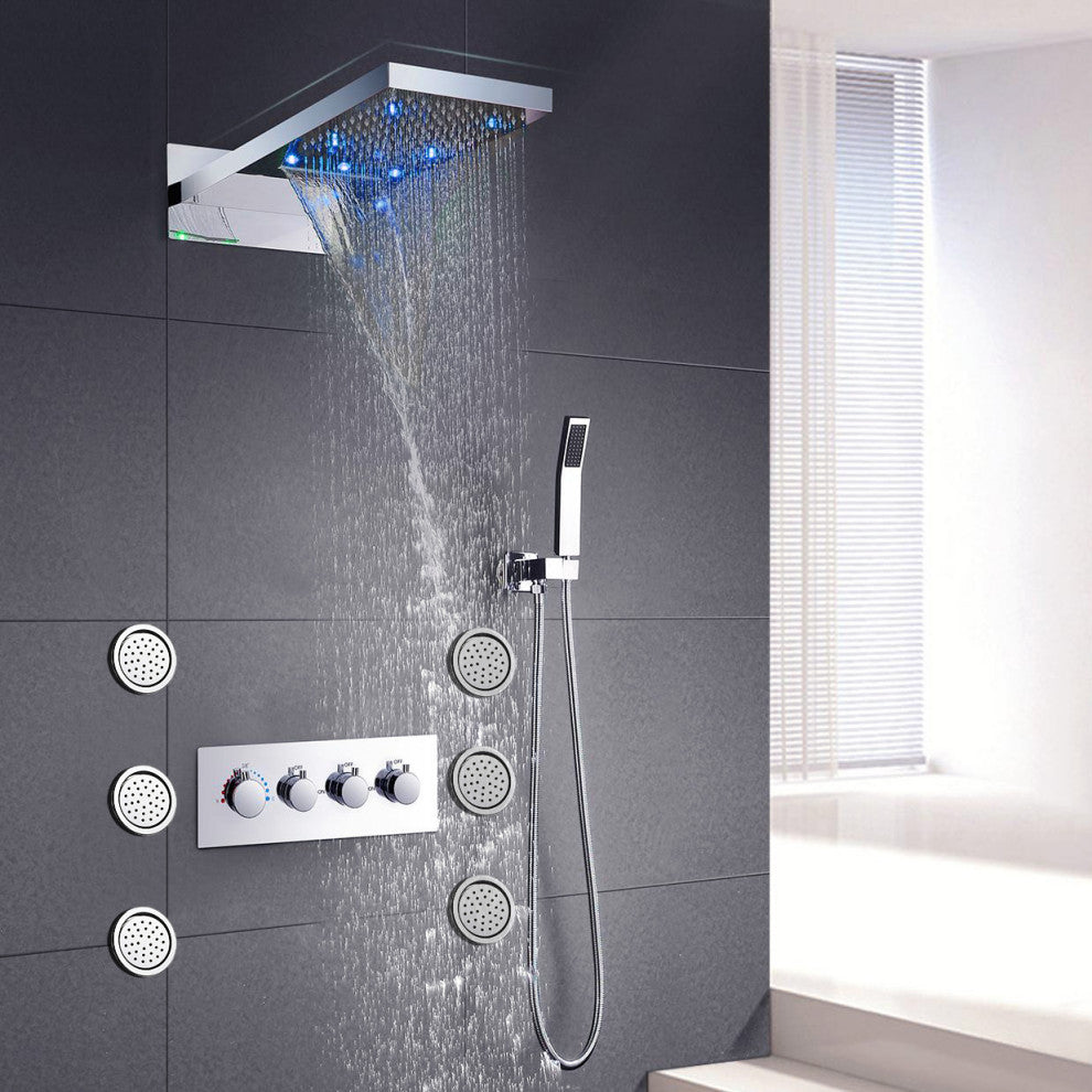 Lecce Luxury Shower System With 6 Round Body Massage Jets