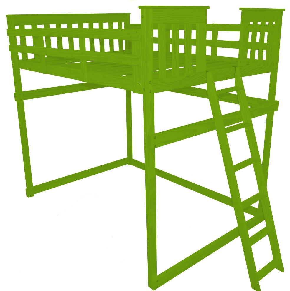 Mission Loft Bed, Lime Green, Full, End Ladder