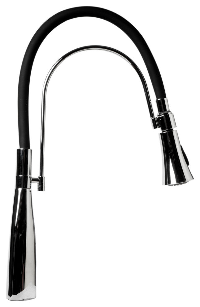 Kitchen Faucet With Black Rubber Stem, Polished Chrome