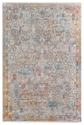 Surya Solar SOR-2316 3'x5' Rug, Gray/Light Gray/Khaki/Rose/Red/Aqua/Mustard