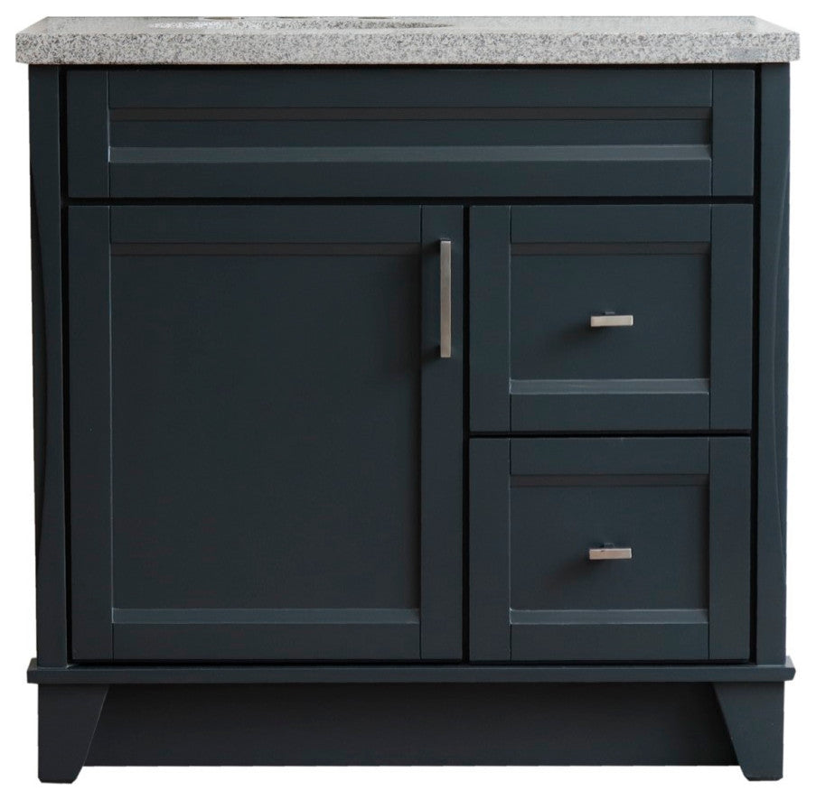 37" Single Sink Vanity, Dark Gray Finish With Gray Granite