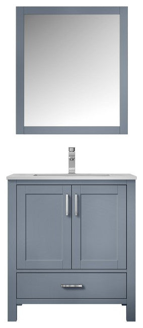 Jacques 30" Dark Grey Single Sink Vanity Set with White Carrara Marble Top